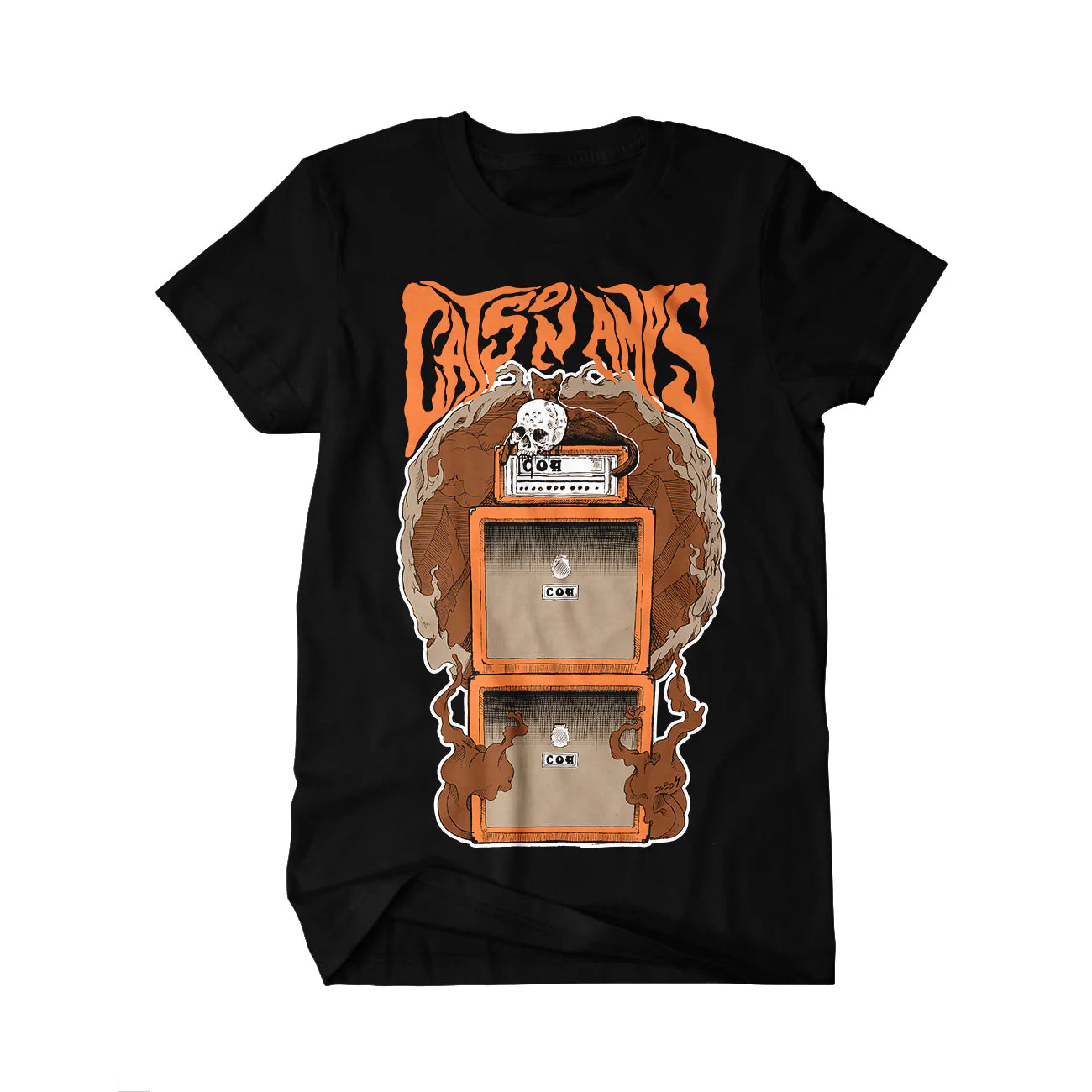 Cats On Amps - Orange Doom (Camiseta negra)