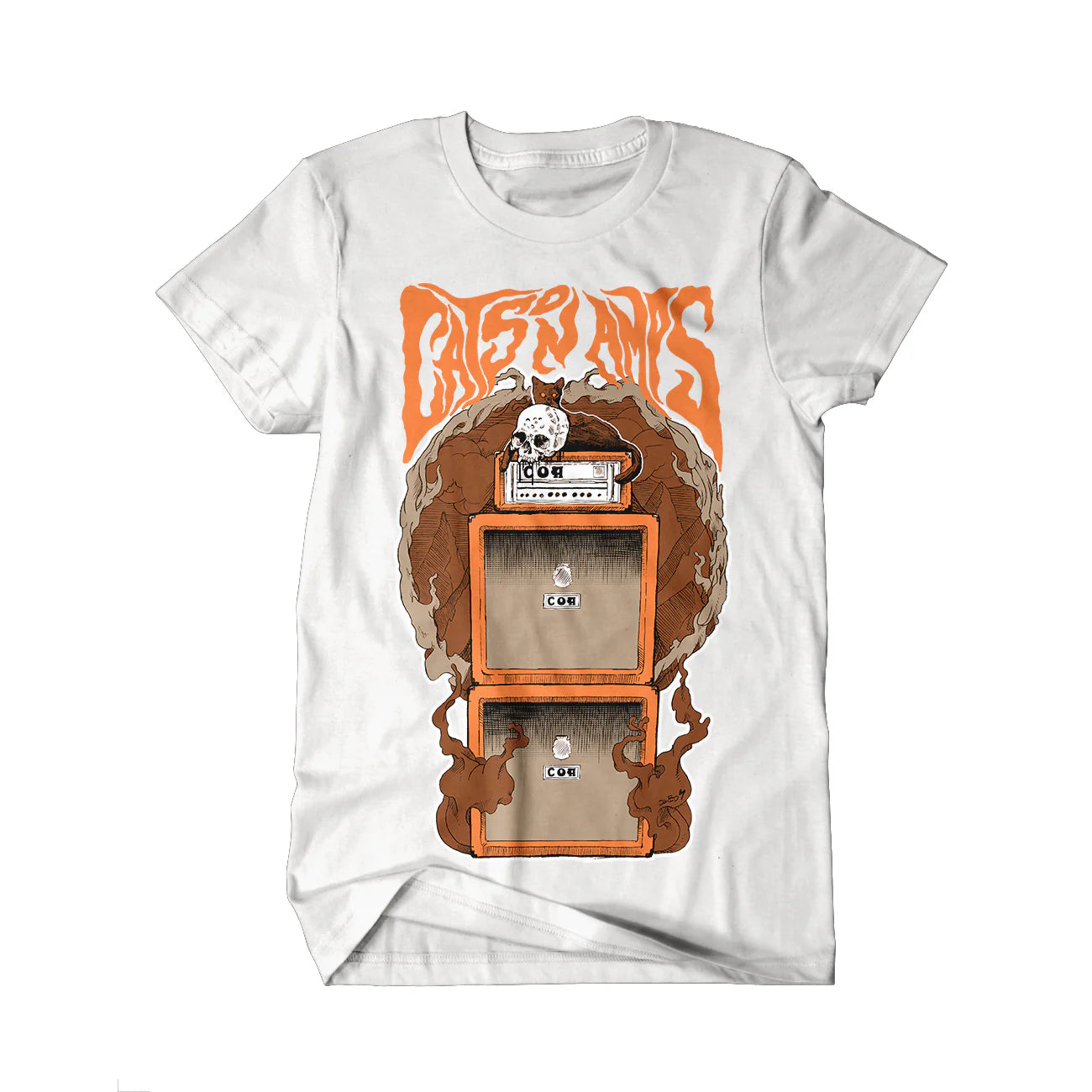 Cats On Amps - Orange Doom (Camiseta blanca)