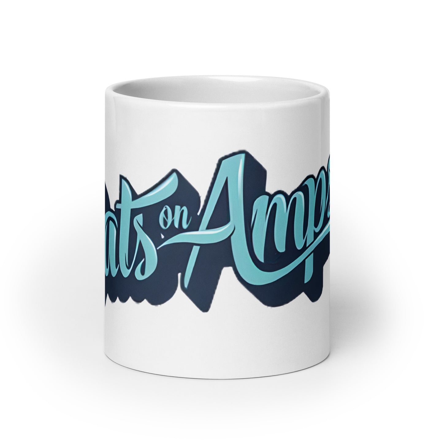 CATS ON AMPS - Logo - White glossy mug