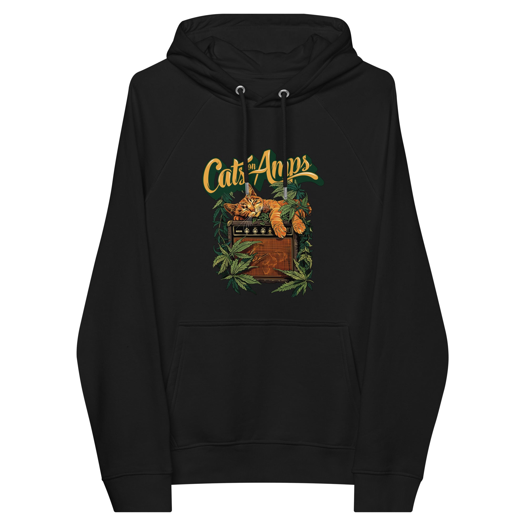 CATS ON AMPS - 420 Sleeper - Unisex Eco Raglan Hoodie