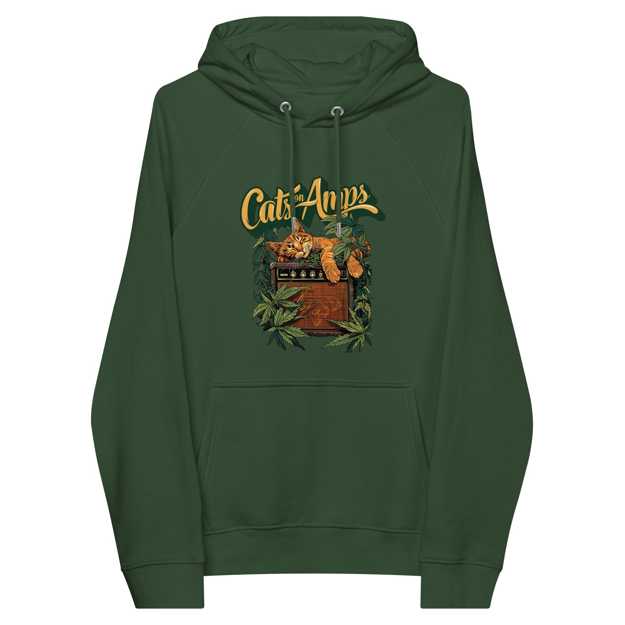 CATS ON AMPS - 420 Sleeper - Unisex Eco Raglan Hoodie