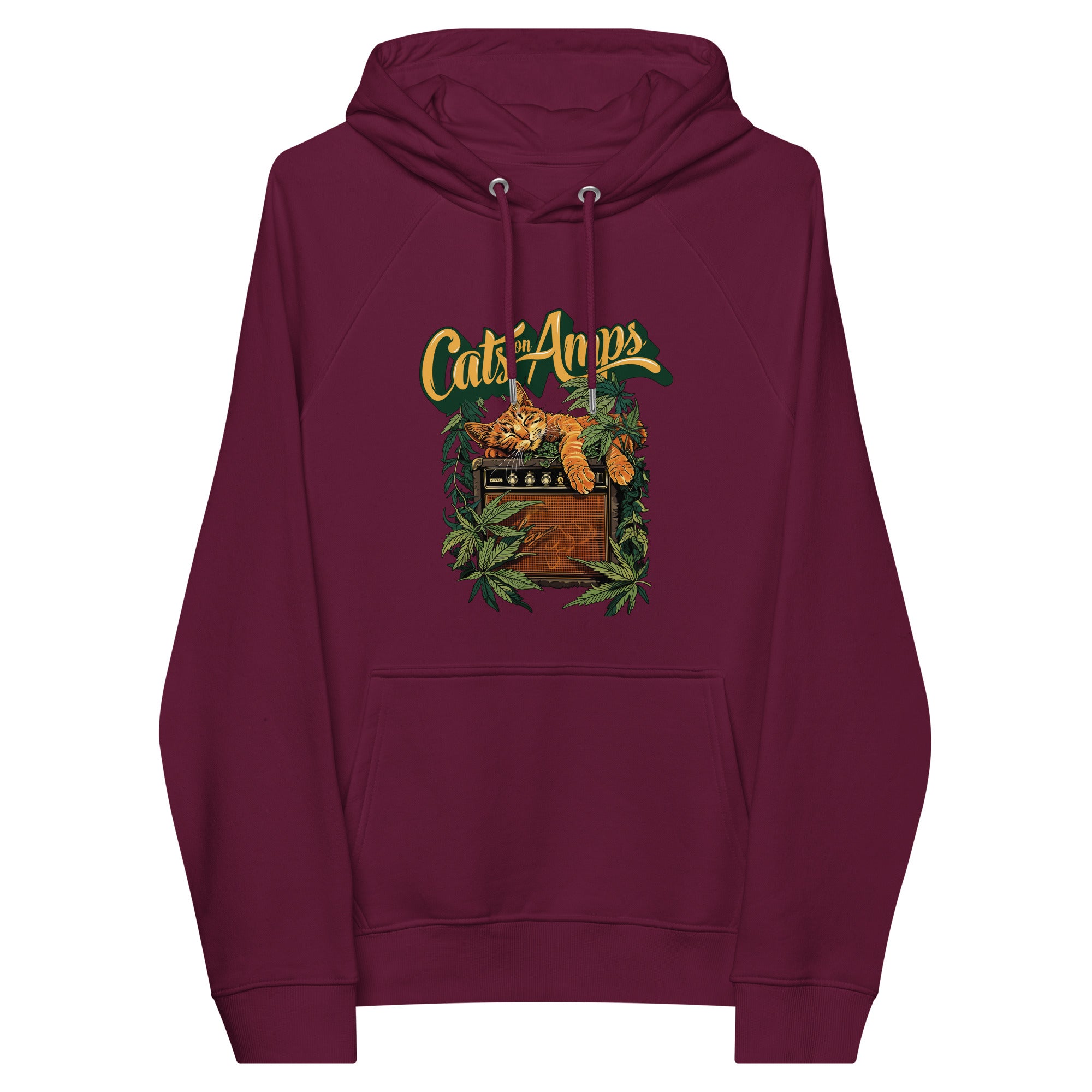 CATS ON AMPS - 420 Sleeper - Unisex Eco Raglan Hoodie