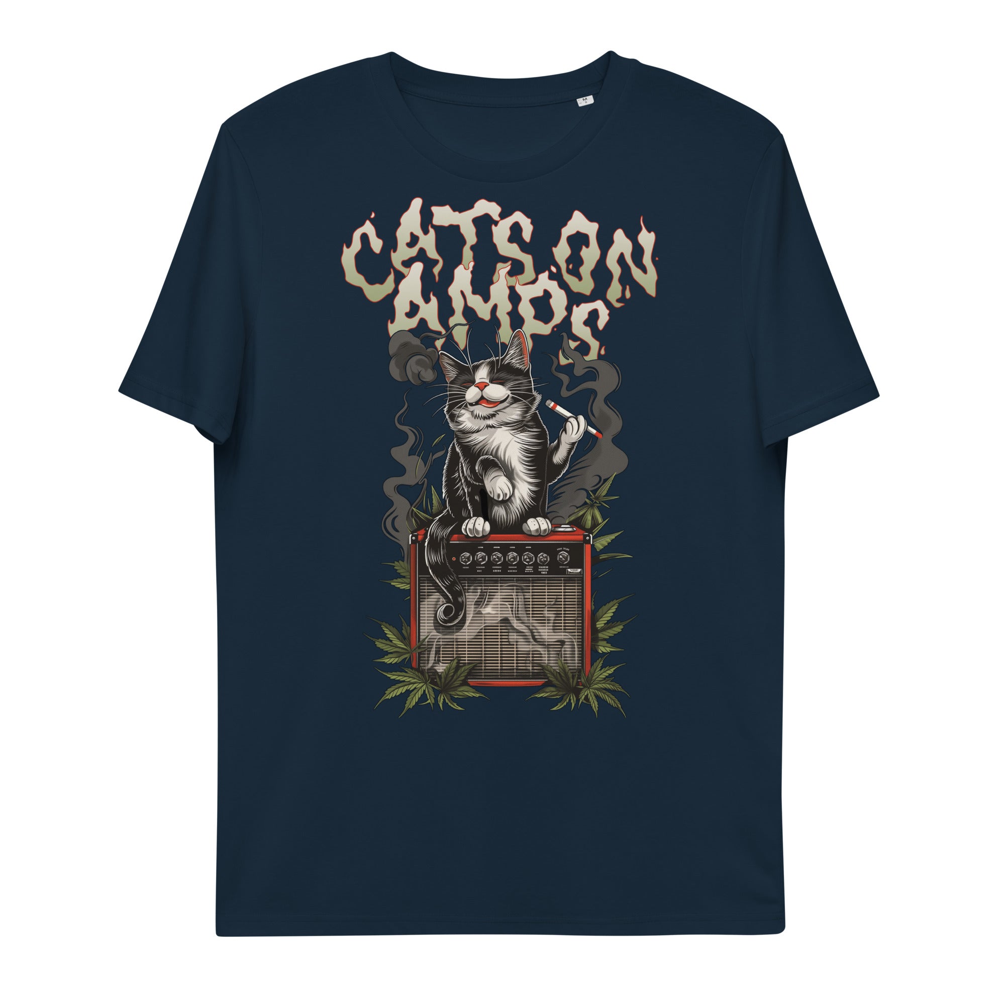 CATS ON AMPS - 420 relishing Cat - Unisex organic cotton t-shirt
