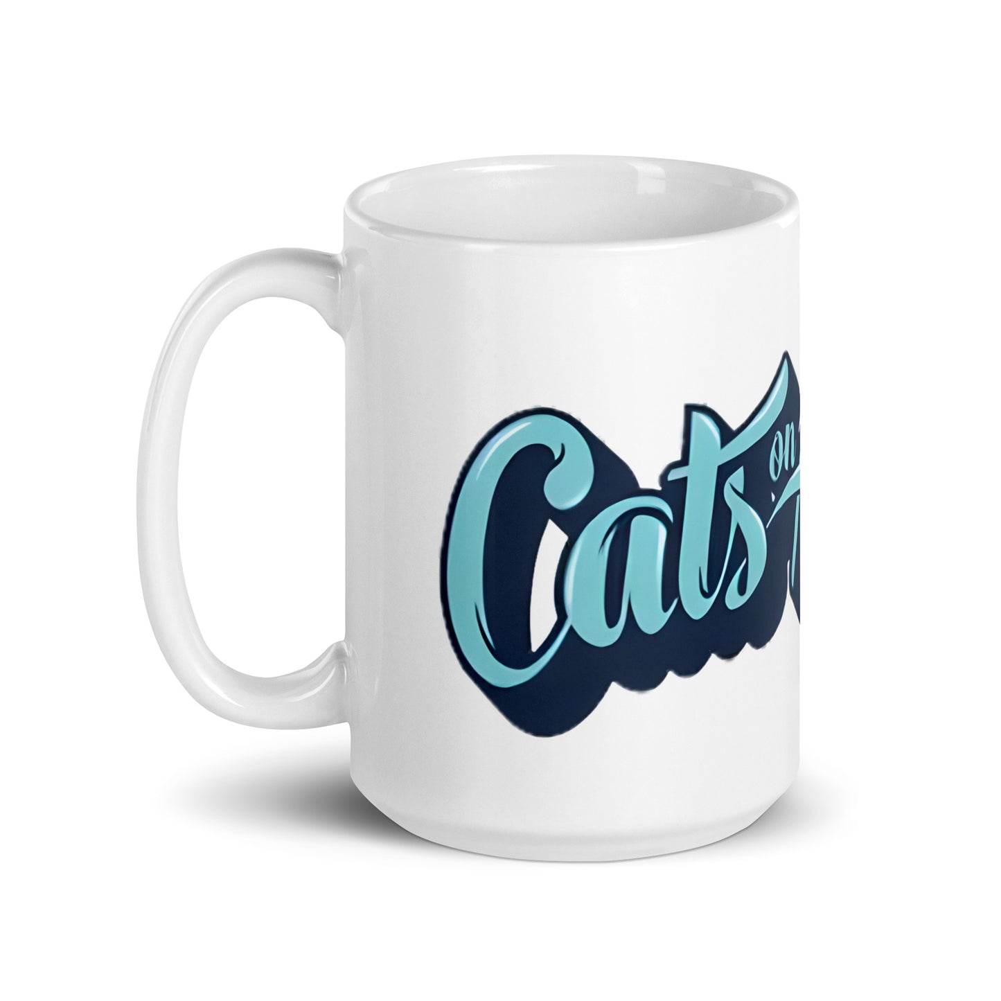 CATS ON AMPS - Logo - White glossy mug